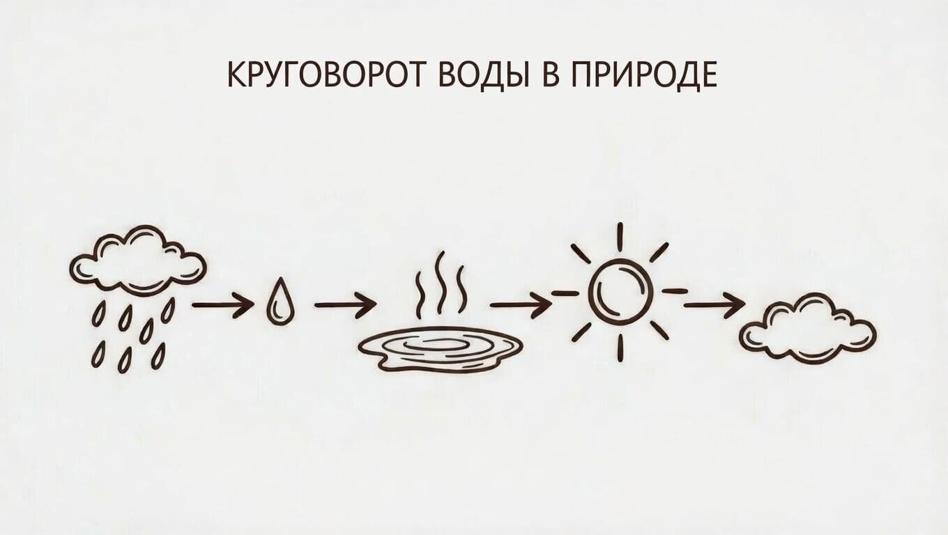 схема круговорота воды в природе для объяснения первокласснику